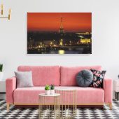 Frankrijk, Parijs Zonsondergang uitzicht op Eiffel Canvas Afdruk (Insitu (Woonkamer))