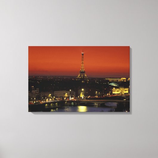 Frankrijk, Parijs Zonsondergang uitzicht op Eiffel Canvas Afdruk (Voorkant)