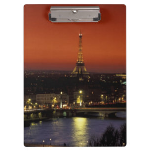 Frankrijk, Parijs Zonsondergang uitzicht op Eiffel Klembord