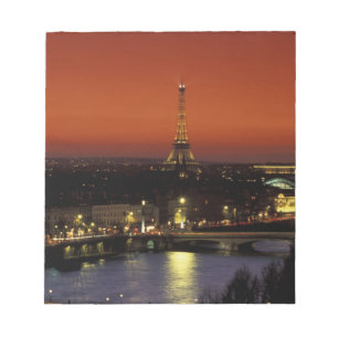 Frankrijk, Parijs Zonsondergang uitzicht op Eiffel Notitieblok