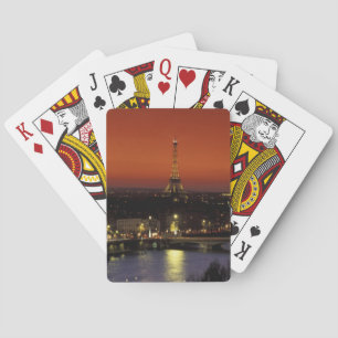 Frankrijk, Parijs Zonsondergang uitzicht op Eiffel Pokerkaarten