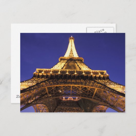 FRANKRIJK, Paris Eiffeltoren, uitzicht, avond Briefkaart (Voorkant / Achterkant)