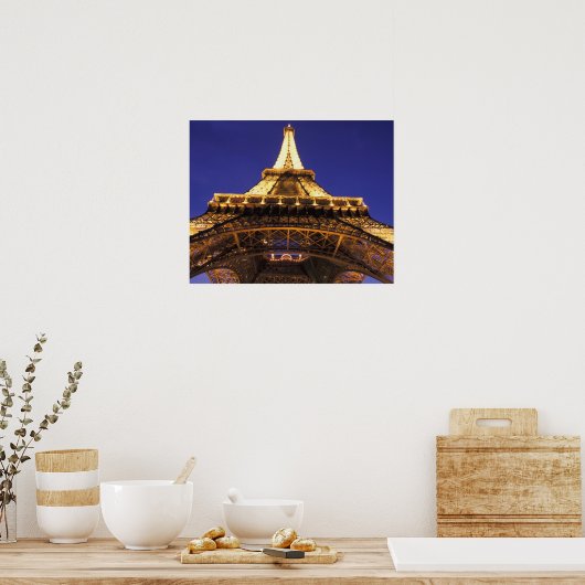 FRANKRIJK, Paris Eiffeltoren, uitzicht, avond Poster (Keuken)
