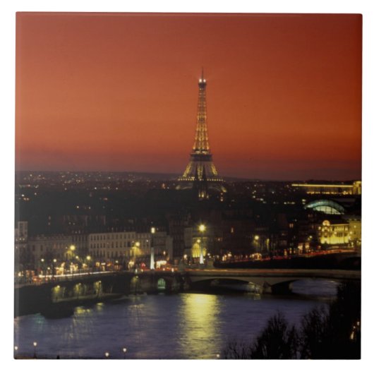 Frankrijk, Paris Sunset uitzicht of Eiffel Tower e Tegeltje (Voorkant)