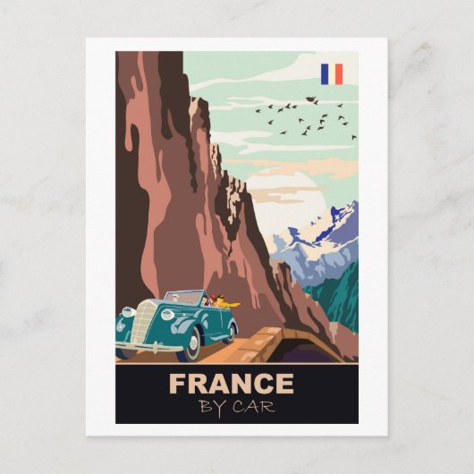 Frankrijk per Auto Briefkaart (Voorkant)