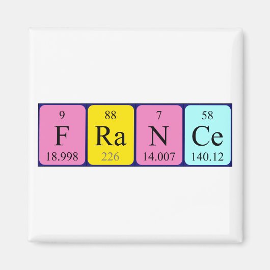 Frankrijk periodieke tabelnaam magnet (Voorkant)