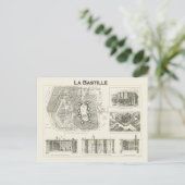 Frankrijk, Plan en afbeeldingen van de Bastille Briefkaart (Staand voorkant)