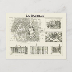 Frankrijk, Plan en afbeeldingen van de Bastille Briefkaart