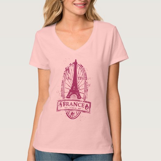  Frankrijk Poststempel dames/nekt-shirt T-shirt (Voorkant)