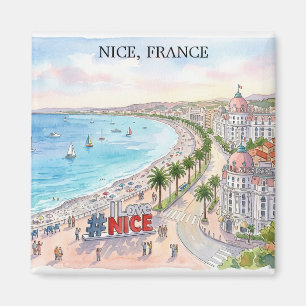 Frankrijk Promenade des Anglais Aquarel Kunst Magneet