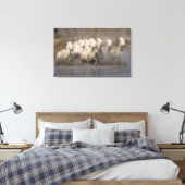 Frankrijk, Provence. Witte Camargue-paarden Canvas Afdruk (Insitu (Slaapkamer))