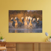Frankrijk, Provence. Witte Camargue paarden Canvas Afdruk (Insitu (Woonkamer))