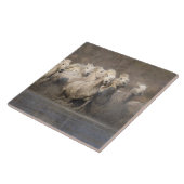 Frankrijk, Provence. Witte Camargue-paarden Tegeltje (Zijkant)