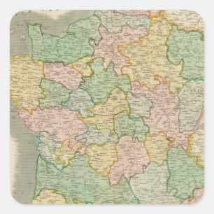 Frankrijk, provincies 2 vierkante sticker