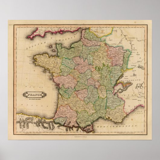 Frankrijk, provincies poster (Voorkant)