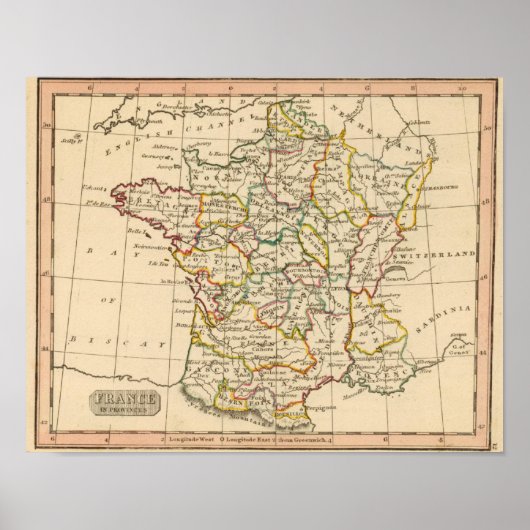 Frankrijk, provincies poster (Voorkant)