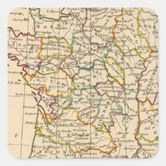 Frankrijk, provincies vierkante sticker (Voorkant)
