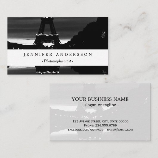 Frankrijk reflectie over de Eiffeltoren in Parijs Visitekaartje (Voorkant / Achterkant)