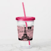 frankrijk reischic roze  parijs eiffeltoren acryl drinkbeker (Links)