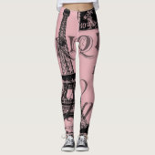 frankrijk reischic roze  parijs eiffeltoren leggings (Voorkant)