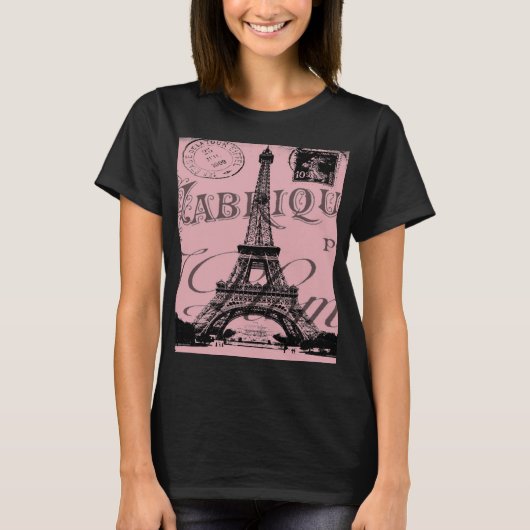 frankrijk reischic roze  parijs eiffeltoren t-shirt (Voorkant)