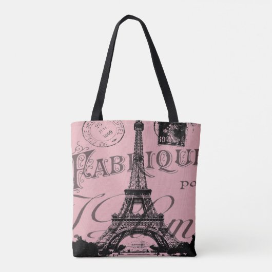 frankrijk reischic roze parijs eiffeltoren tote bag (Achterkant)