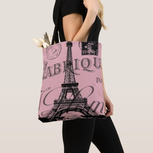frankrijk reischic roze  parijs eiffeltoren tote bag (Dichtbij)