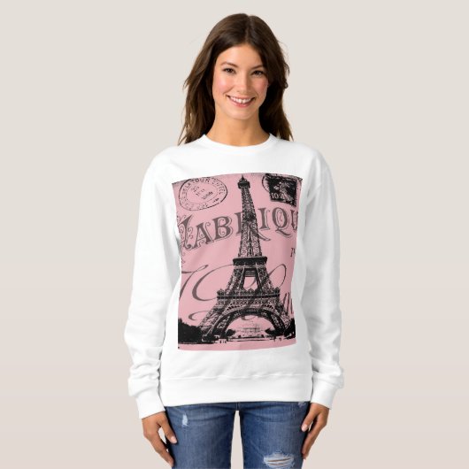 frankrijk reischic roze parijs eiffeltoren trui (Voorkant volledig)