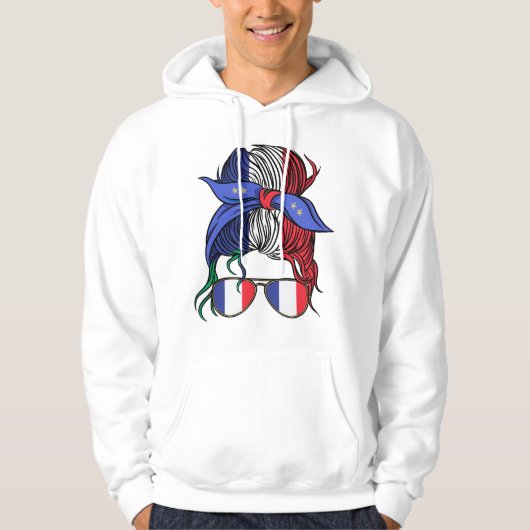 Frankrijk rommelig broodje met Franse vlag Hoodie (Voorkant)