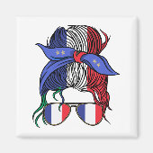 Frankrijk rommelig broodje met Franse vlag Magneet (Voorkant)