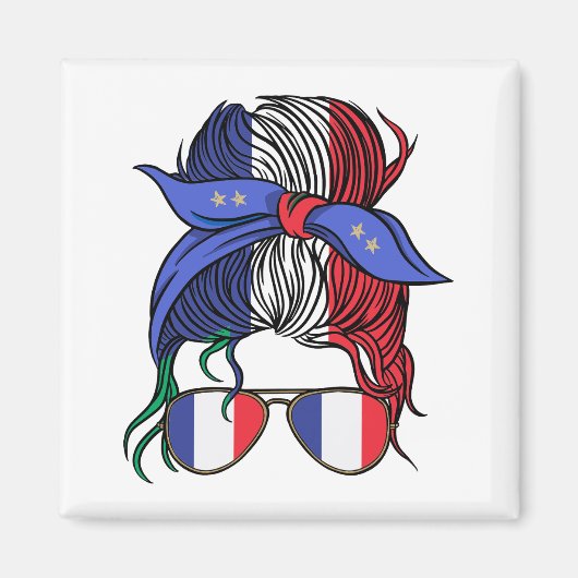 Frankrijk rommelig broodje met Franse vlag Magneet (Voorkant)