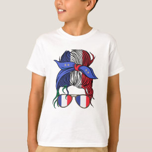 Frankrijk rommelig broodje met Franse vlag T-shirt