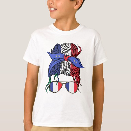 Frankrijk rommelig broodje met Franse vlag T-shirt (Voorkant)