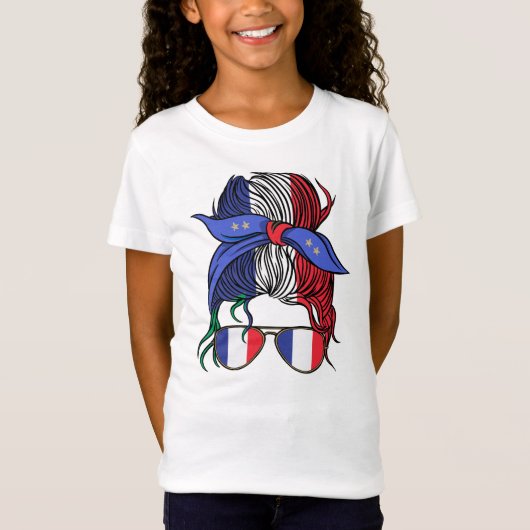 Frankrijk rommelig broodje met Franse vlag T-shirt (Voorkant)
