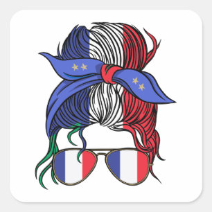 Frankrijk rommelig broodje met Franse vlag Vierkante Sticker