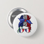 Frankrijk rommelige knot met de Franse vlag Ronde Button 5,7 Cm (Voorkant /achterkant)