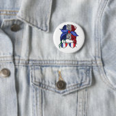 Frankrijk rommelige knot met de Franse vlag Ronde Button 5,7 Cm (In situ)