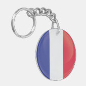 Frankrijk  Rond Icon Vlag Sleutelhanger (Voorkant Links)