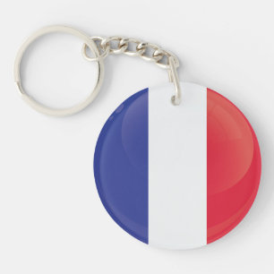 Frankrijk  Rond Icon Vlag Sleutelhanger