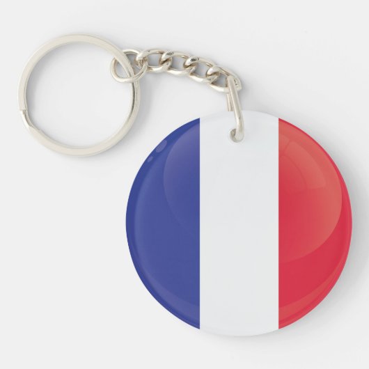Frankrijk  Rond Icon Vlag Sleutelhanger (Voorkant)