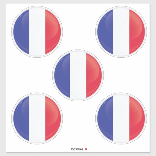 Frankrijk  Rond Icon Vlag Sticker (Vel)