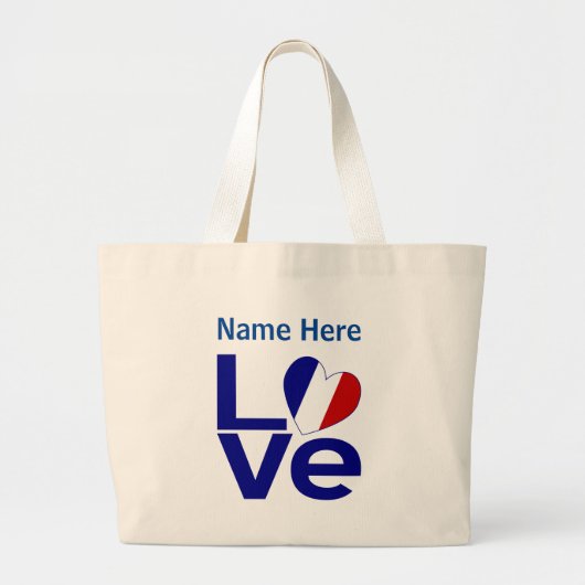 Frankrijk Roos Vlag gepersonaliseerd Grote Tote Bag (Voorkant)