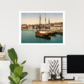 Frankrijk, schepen in Saint Malo Harbour Poster (Thuiskantoor)