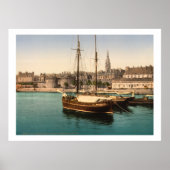 Frankrijk, schepen in Saint Malo Harbour Poster (Voorkant)