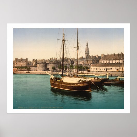 Frankrijk, schepen in Saint Malo Harbour Poster (Voorkant)