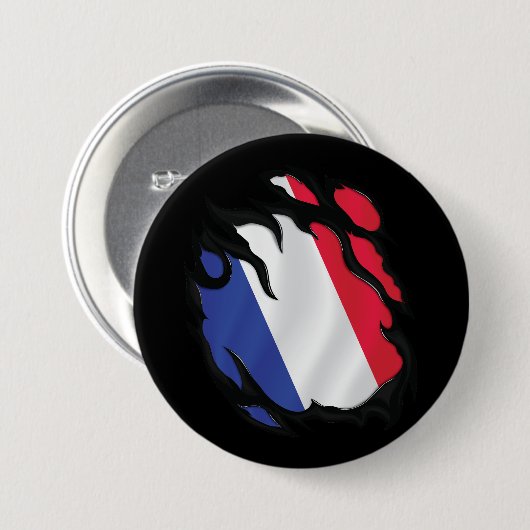 frankrijk scheurde vlag ronde button 7,6 cm (Voorkant /achterkant)