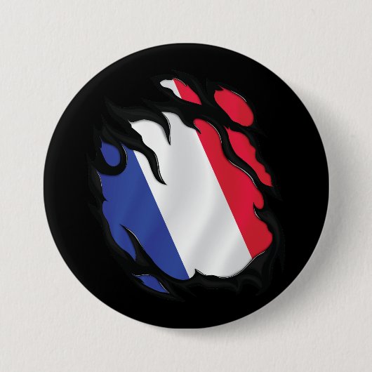 frankrijk scheurde vlag ronde button 7,6 cm (Voorkant)