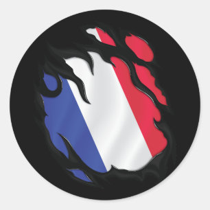 frankrijk scheurde vlag ronde sticker