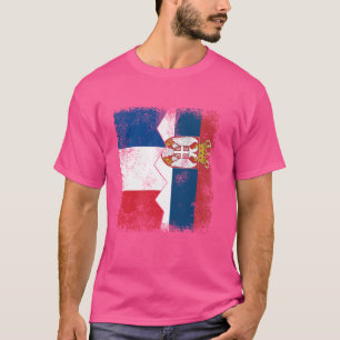 Frankrijk Servië Vlaggen Half Servische Franse Wor T-shirt