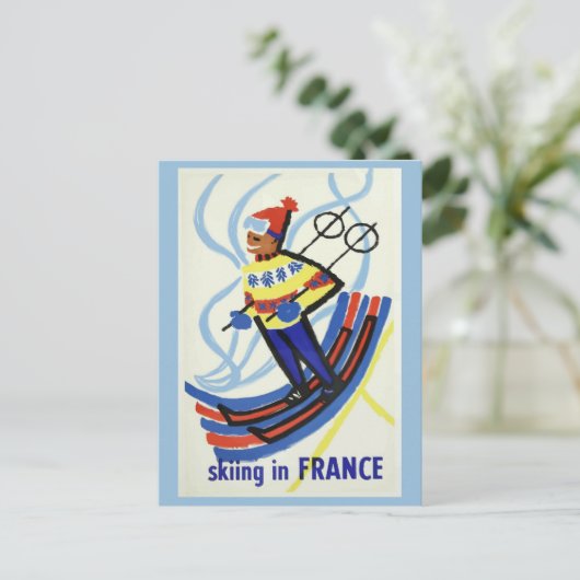  Frankrijk Ski Frans Reizen Briefkaart (Staand voorkant)